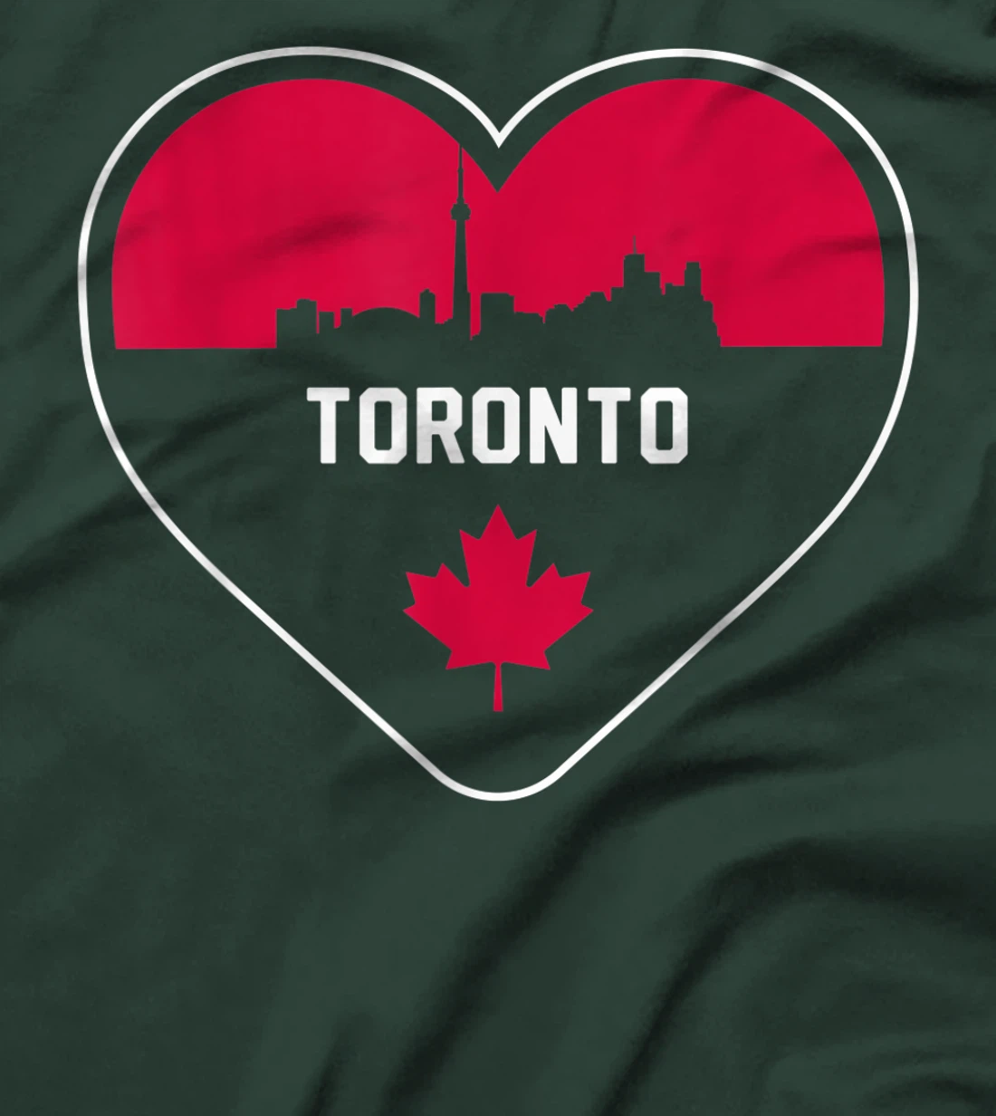 Cute Love Toronto Cityscape Red Skyline Heart Design T-Shirt, Kid T-Shirt and Women T-Shirt
