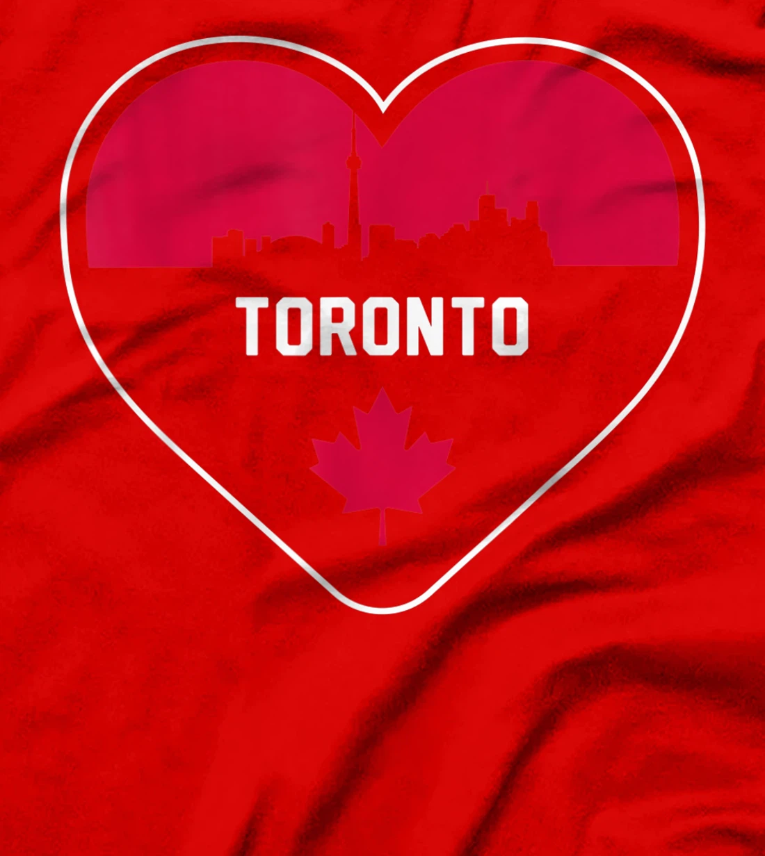 Cute Love Toronto Cityscape Red Skyline Heart Design T-Shirt, Kid T-Shirt and Women T-Shirt