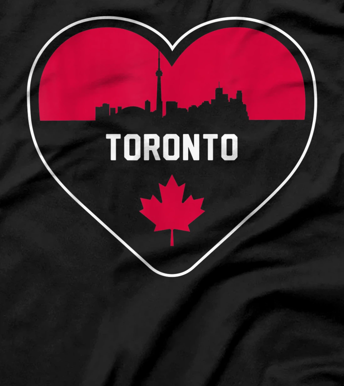 Cute Love Toronto Cityscape Red Skyline Heart Design T-Shirt, Kid T-Shirt and Women T-Shirt
