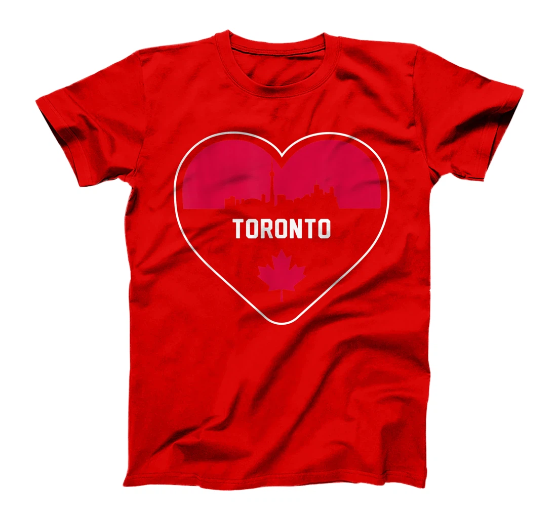 Cute Love Toronto Cityscape Red Skyline Heart Design T-Shirt, Kid T-Shirt and Women T-Shirt