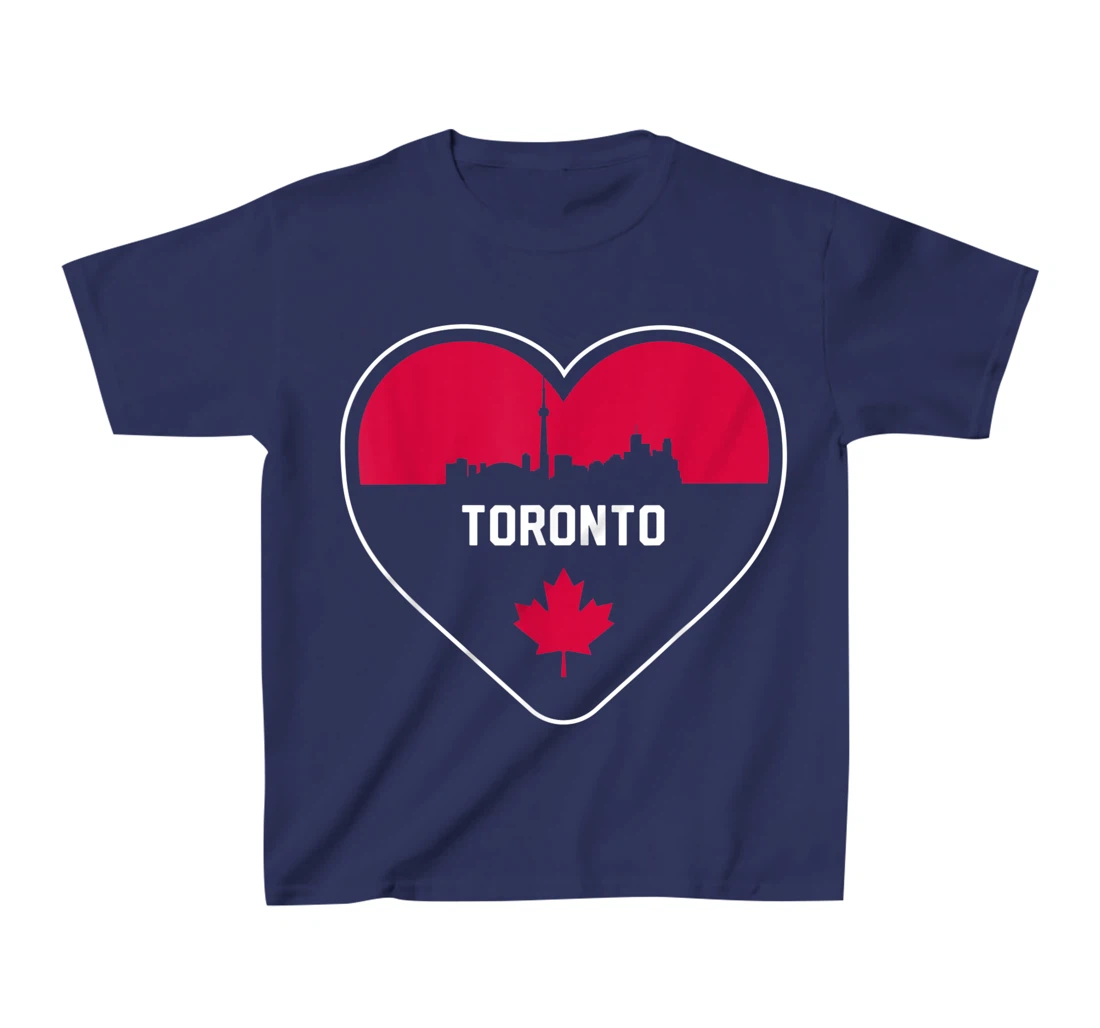 Cute Love Toronto Cityscape Red Skyline Heart Design T-Shirt, Kid T-Shirt and Women T-Shirt