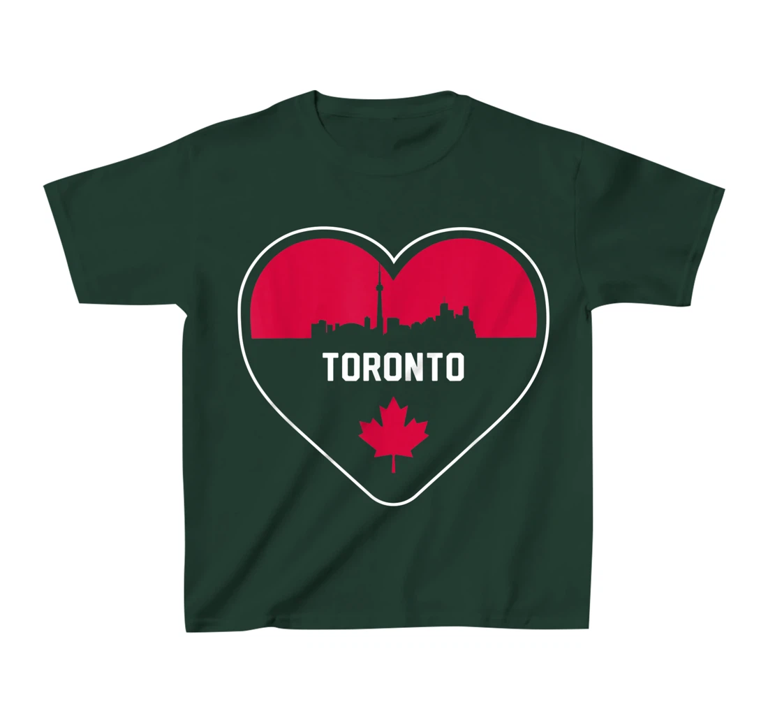 Cute Love Toronto Cityscape Red Skyline Heart Design T-Shirt, Kid T-Shirt and Women T-Shirt