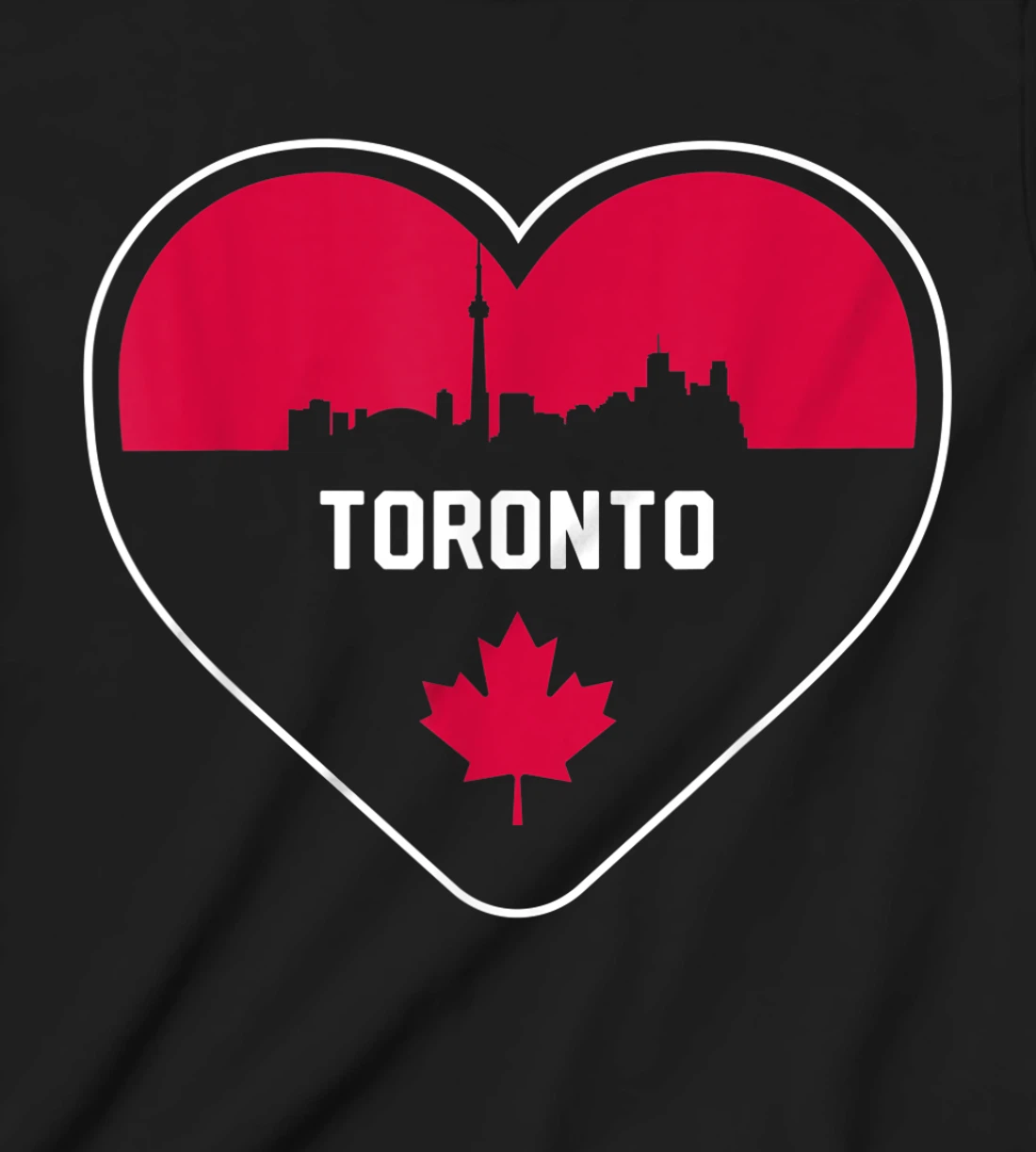 Cute Love Toronto Cityscape Red Skyline Heart Design T-Shirt, Kid T-Shirt and Women T-Shirt