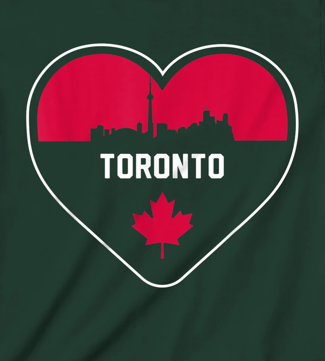 Cute Love Toronto Cityscape Red Skyline Heart Design T-Shirt, Kid T-Shirt and Women T-Shirt