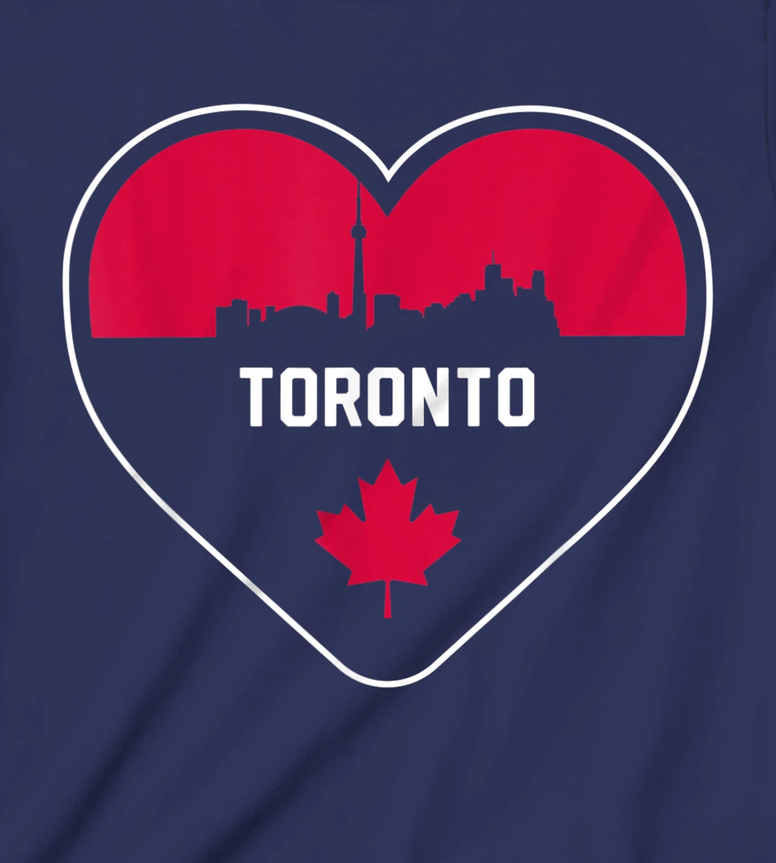 Cute Love Toronto Cityscape Red Skyline Heart Design T-Shirt, Kid T-Shirt and Women T-Shirt