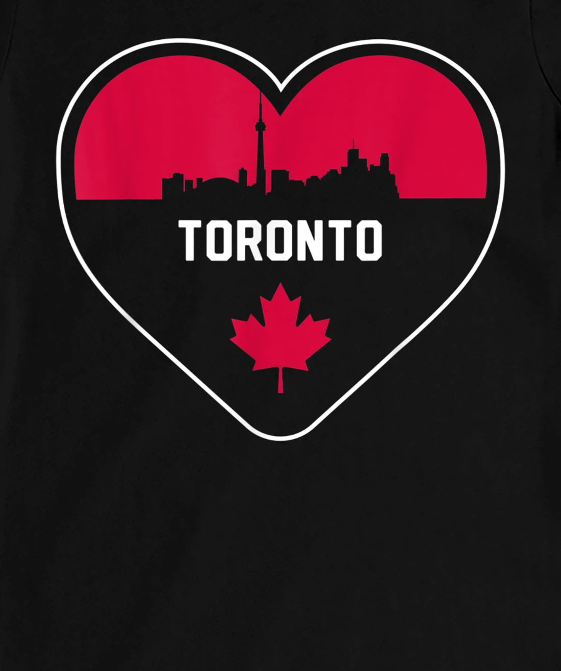 Cute Love Toronto Cityscape Red Skyline Heart Design T-Shirt, Kid T-Shirt and Women T-Shirt