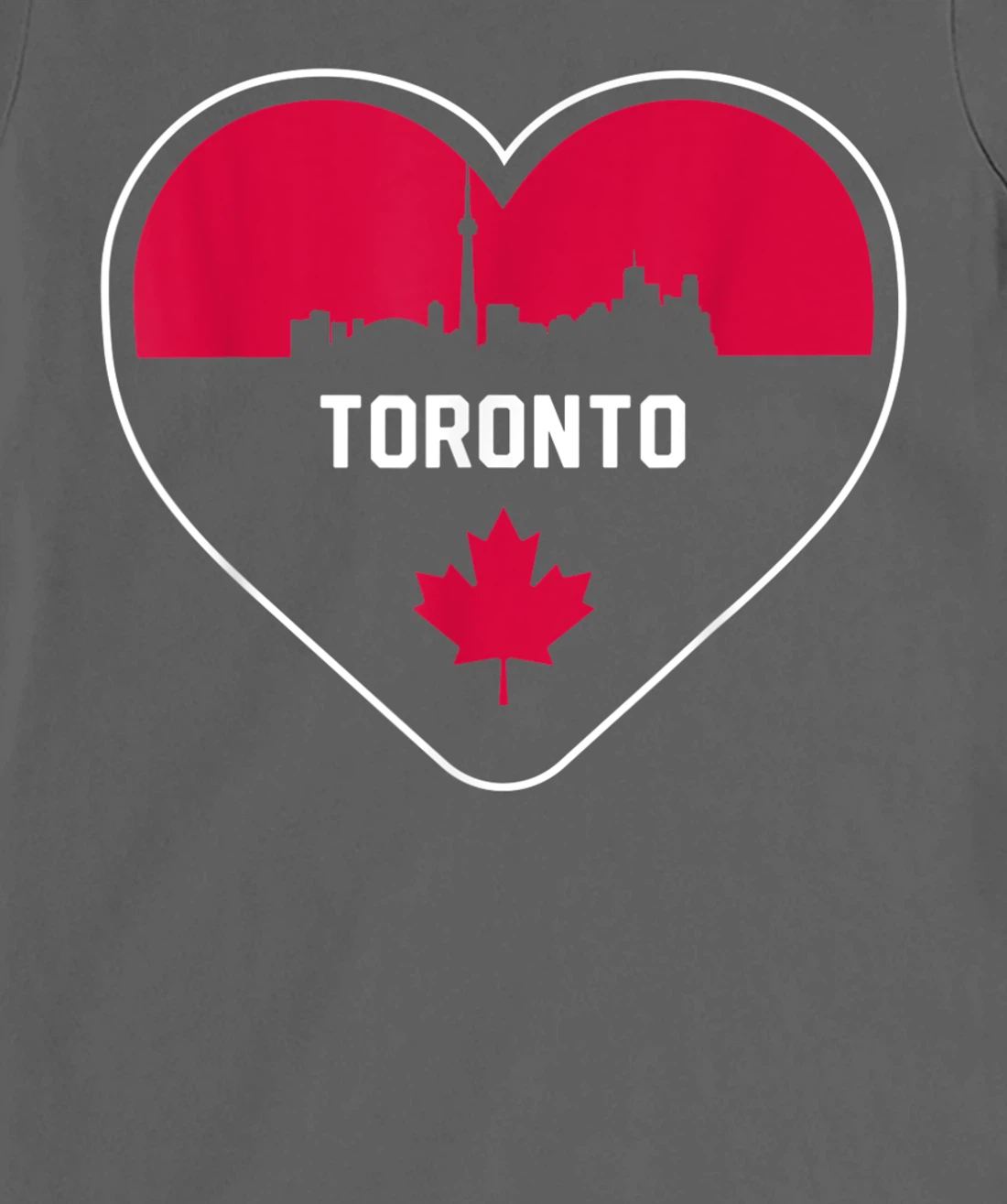 Cute Love Toronto Cityscape Red Skyline Heart Design T-Shirt, Kid T-Shirt and Women T-Shirt