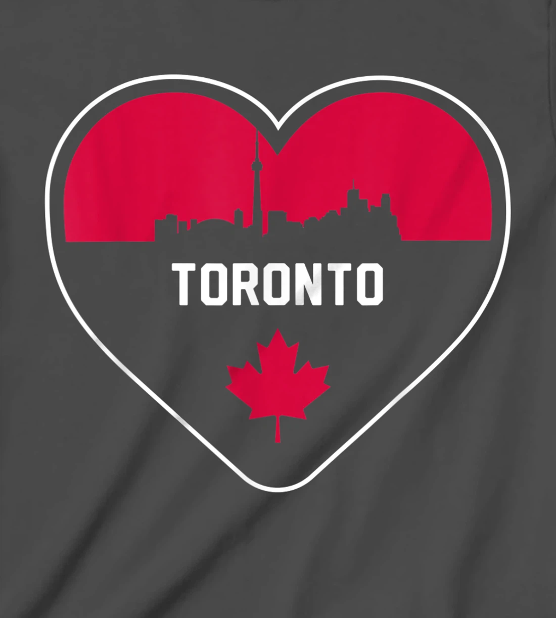 Cute Love Toronto Cityscape Red Skyline Heart Design T-Shirt, Kid T-Shirt and Women T-Shirt