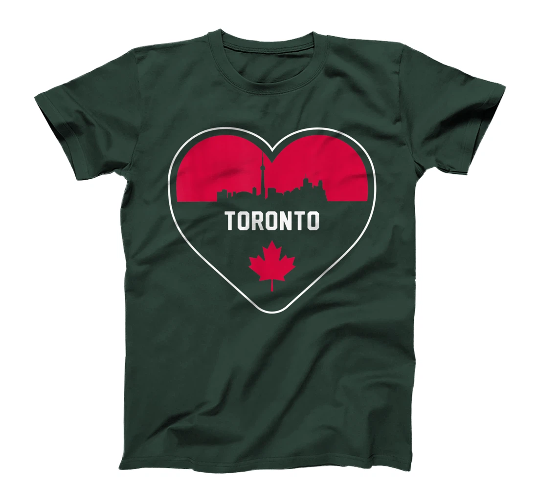 Cute Love Toronto Cityscape Red Skyline Heart Design T-Shirt, Kid T-Shirt and Women T-Shirt