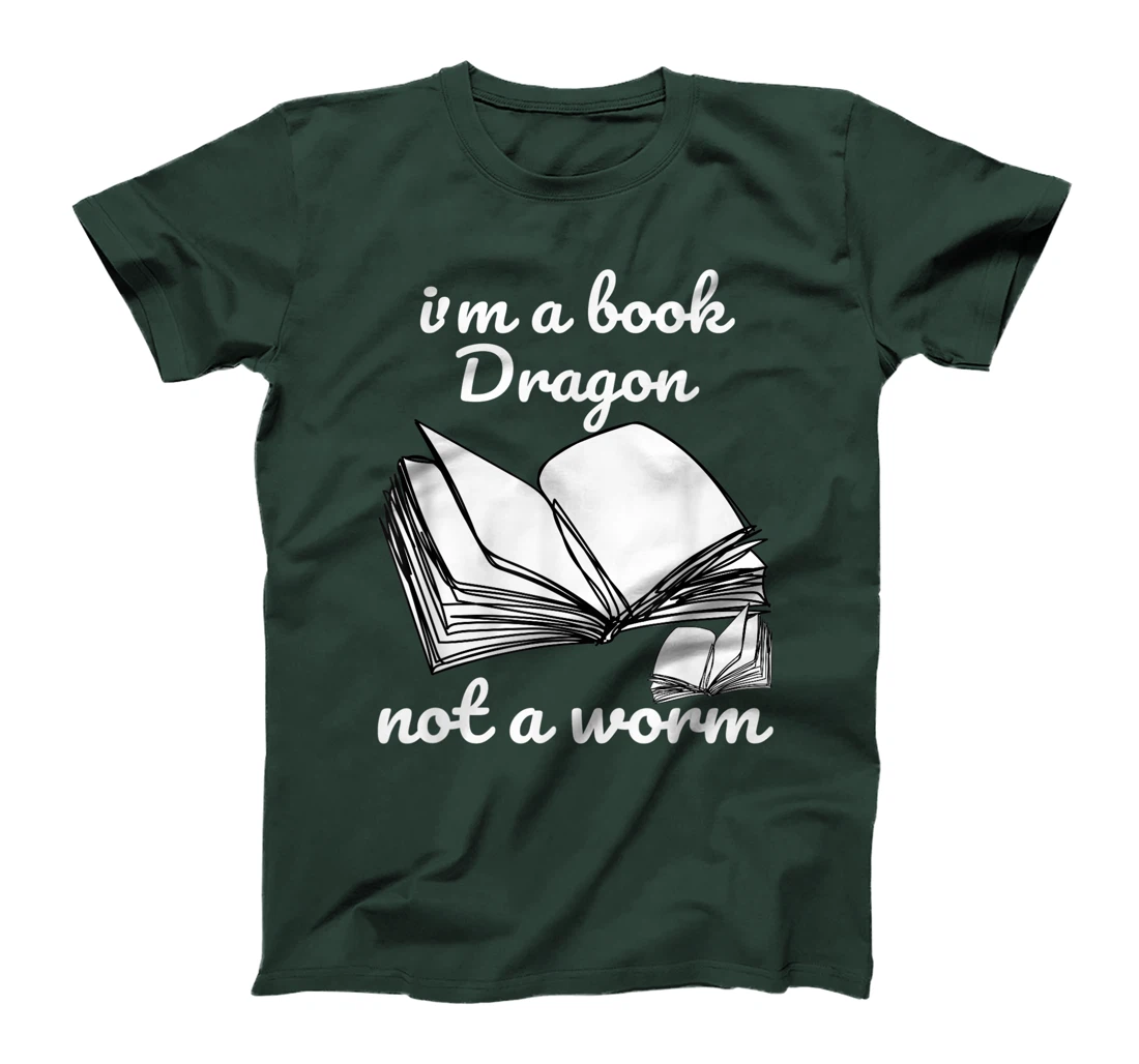 I'm A Book Dragon Not A Worm Funny Books Reading Quotes Fun T-Shirt, Kid T-Shirt and Women T-Shirt