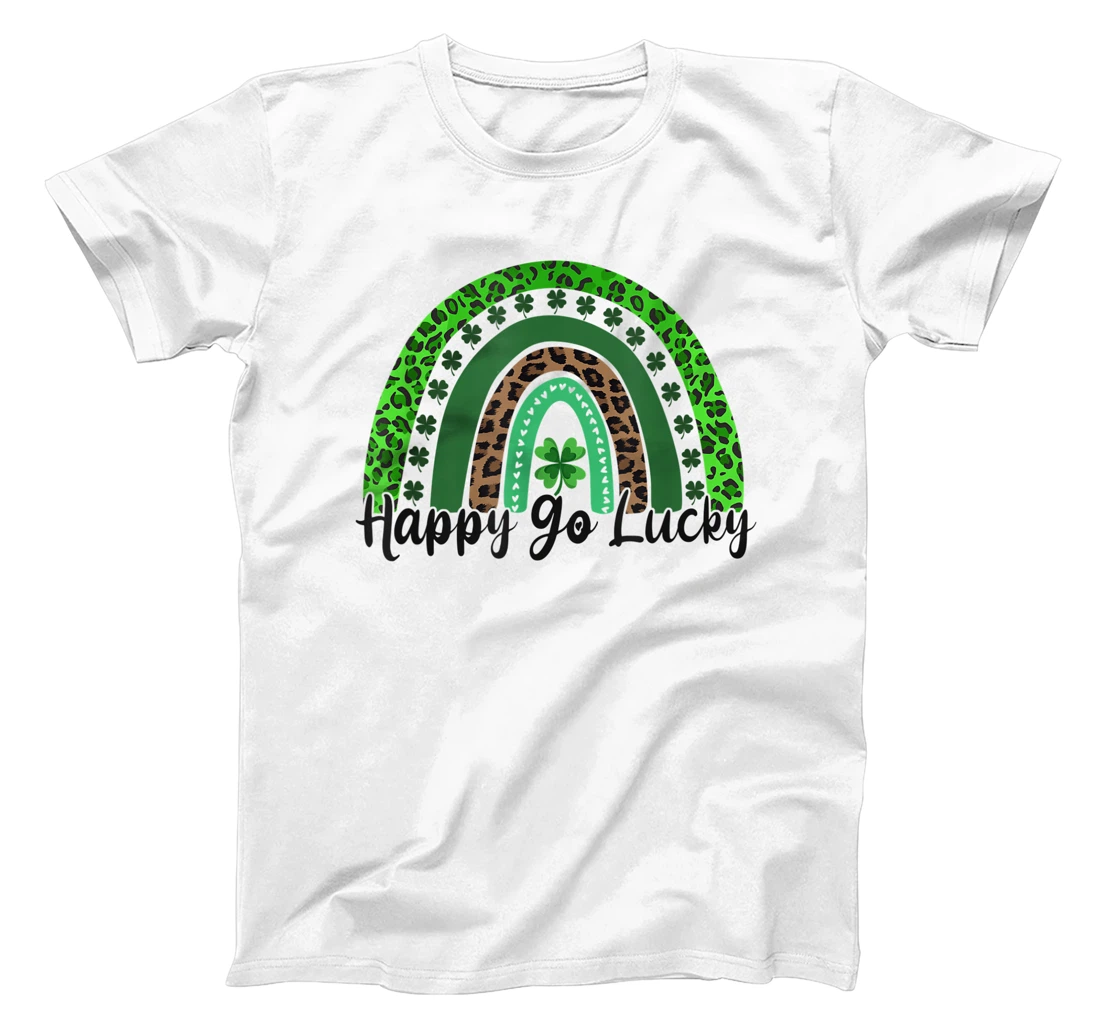 Happy Go Lucky St Patricks Day Rainbow Lucky Clover Shamrock T-Shirt, Women T-Shirt