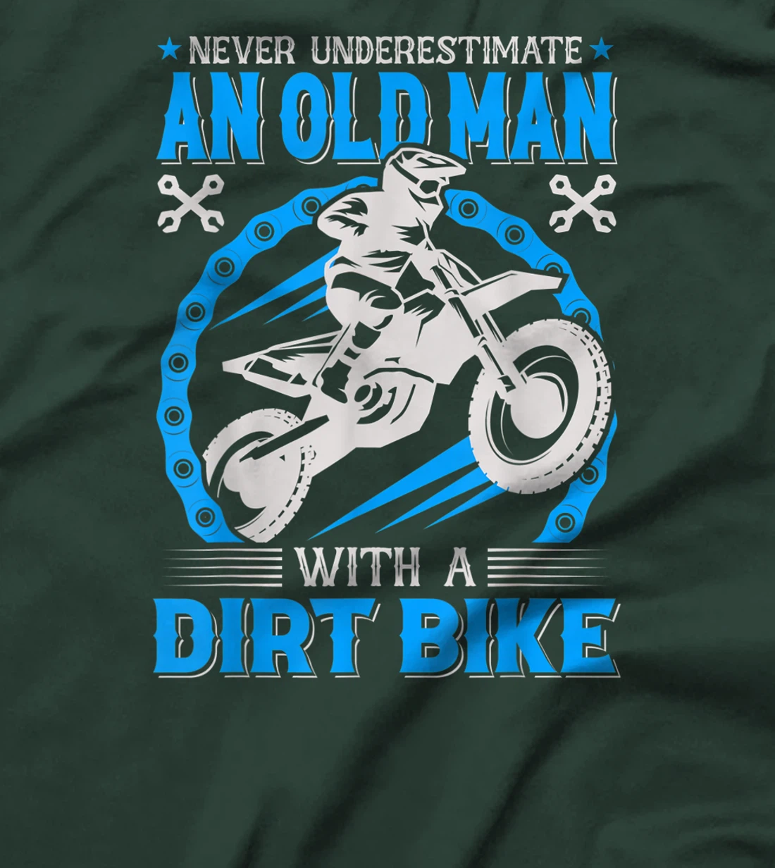 Never Understimate An Old Man with A Dirt Bike T-Shirt, Kid T-Shirt and Women T-Shirt