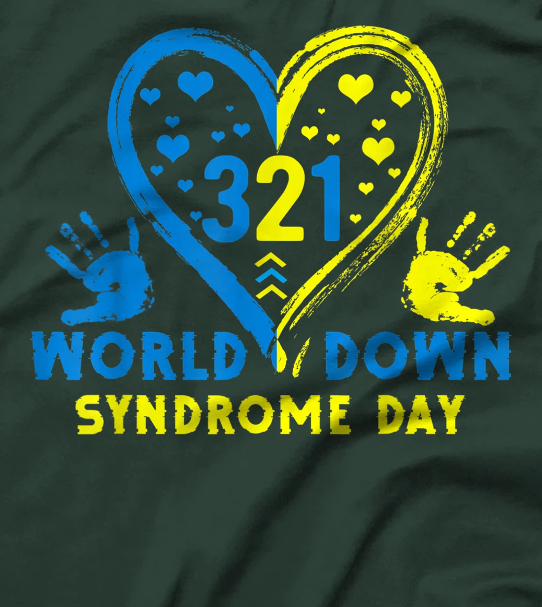 Blue Yellow Heart 21 World Down Syndrome Awareness Day T-Shirt, Kid T-Shirt and Women T-Shirt