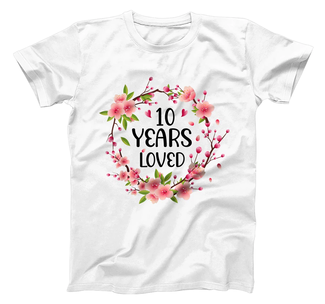 Floral 10 Year Old 10th Anniversary Men Women 10 Years Loved T-Shirt, Women T-Shirt