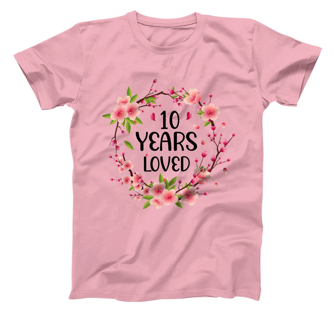 Floral 10 Year Old 10th Anniversary Men Women 10 Years Loved T-Shirt, Women T-Shirt