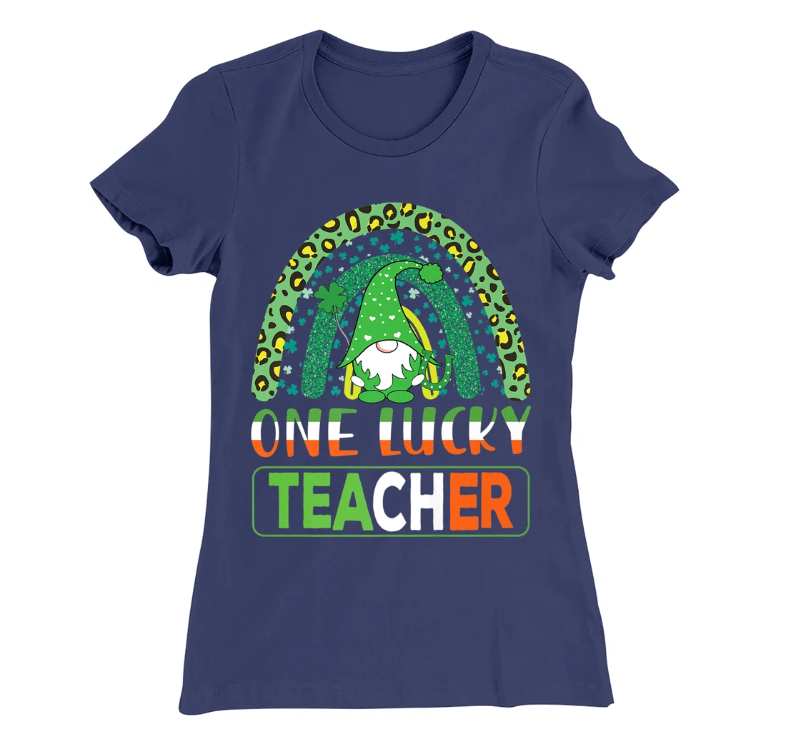 One Lucky Teacher Cute Gnomes Lover St Patricks Day Shamrock T-Shirt, Kid T-Shirt and Women T-Shirt