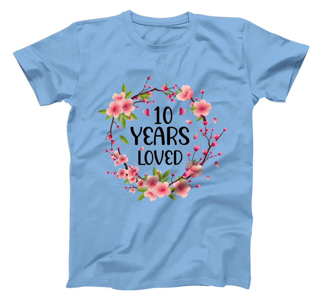 Floral 10 Year Old 10th Anniversary Men Women 10 Years Loved T-Shirt, Women T-Shirt