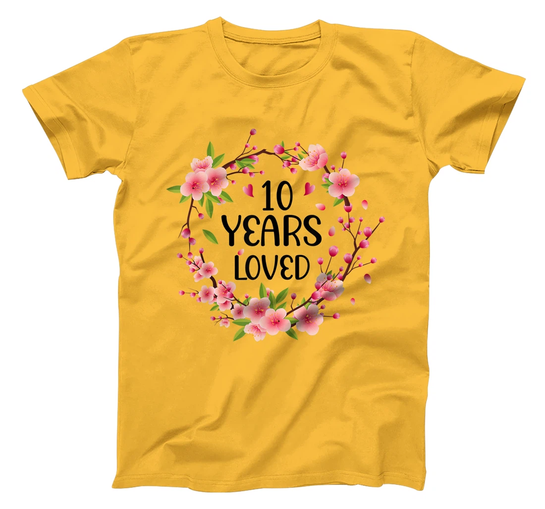 Floral 10 Year Old 10th Anniversary Men Women 10 Years Loved T-Shirt, Women T-Shirt