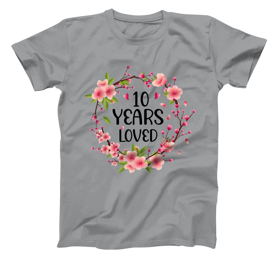 Floral 10 Year Old 10th Anniversary Men Women 10 Years Loved T-Shirt, Women T-Shirt