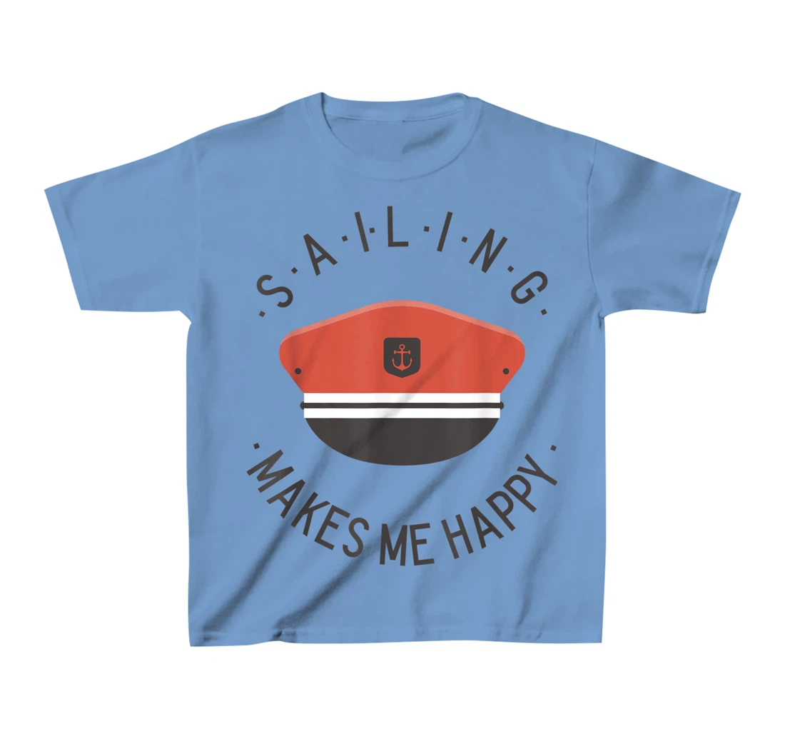 Sailing Makes Me Happy Red Captain Sailor Hat T-Shirt, Kid T-Shirt and Women T-Shirt