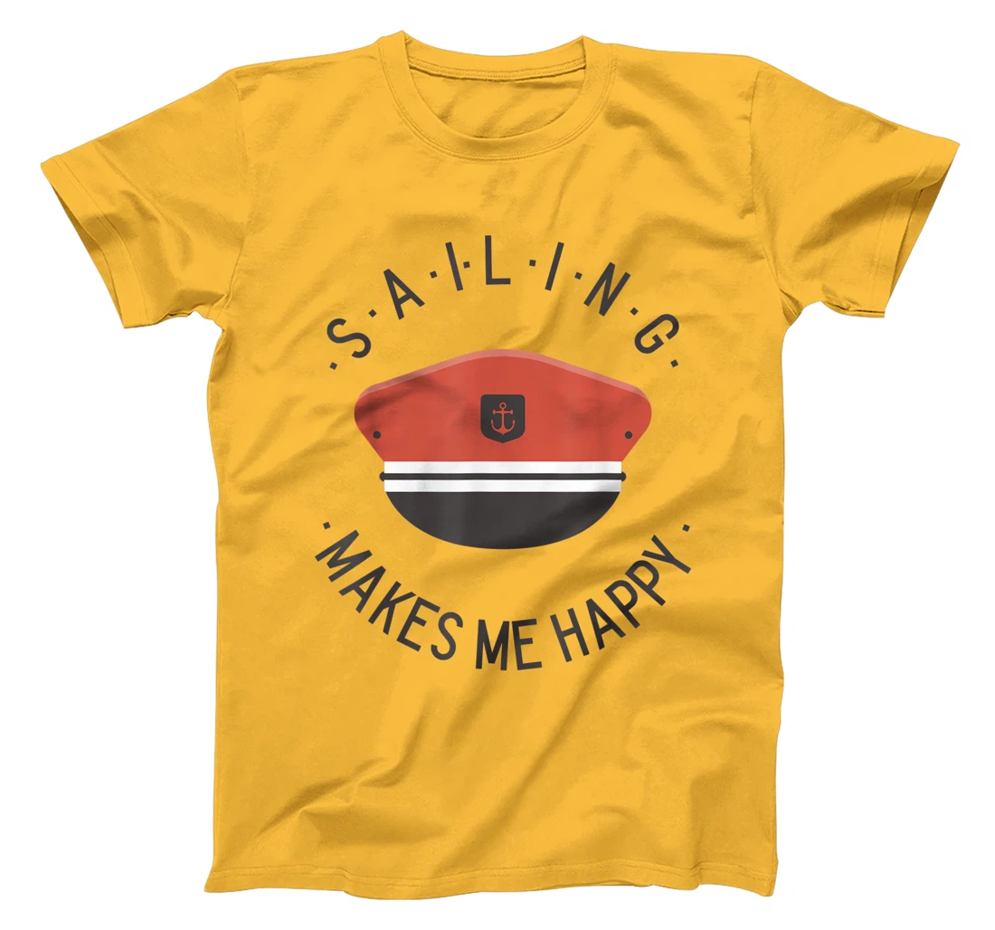 Sailing Makes Me Happy Red Captain Sailor Hat T-Shirt, Kid T-Shirt and Women T-Shirt