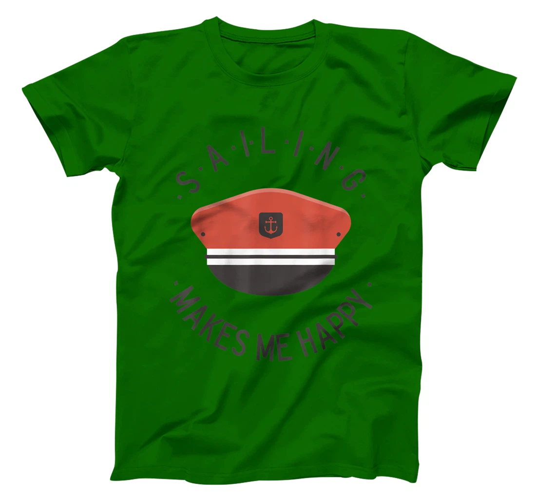 Sailing Makes Me Happy Red Captain Sailor Hat T-Shirt, Kid T-Shirt and Women T-Shirt