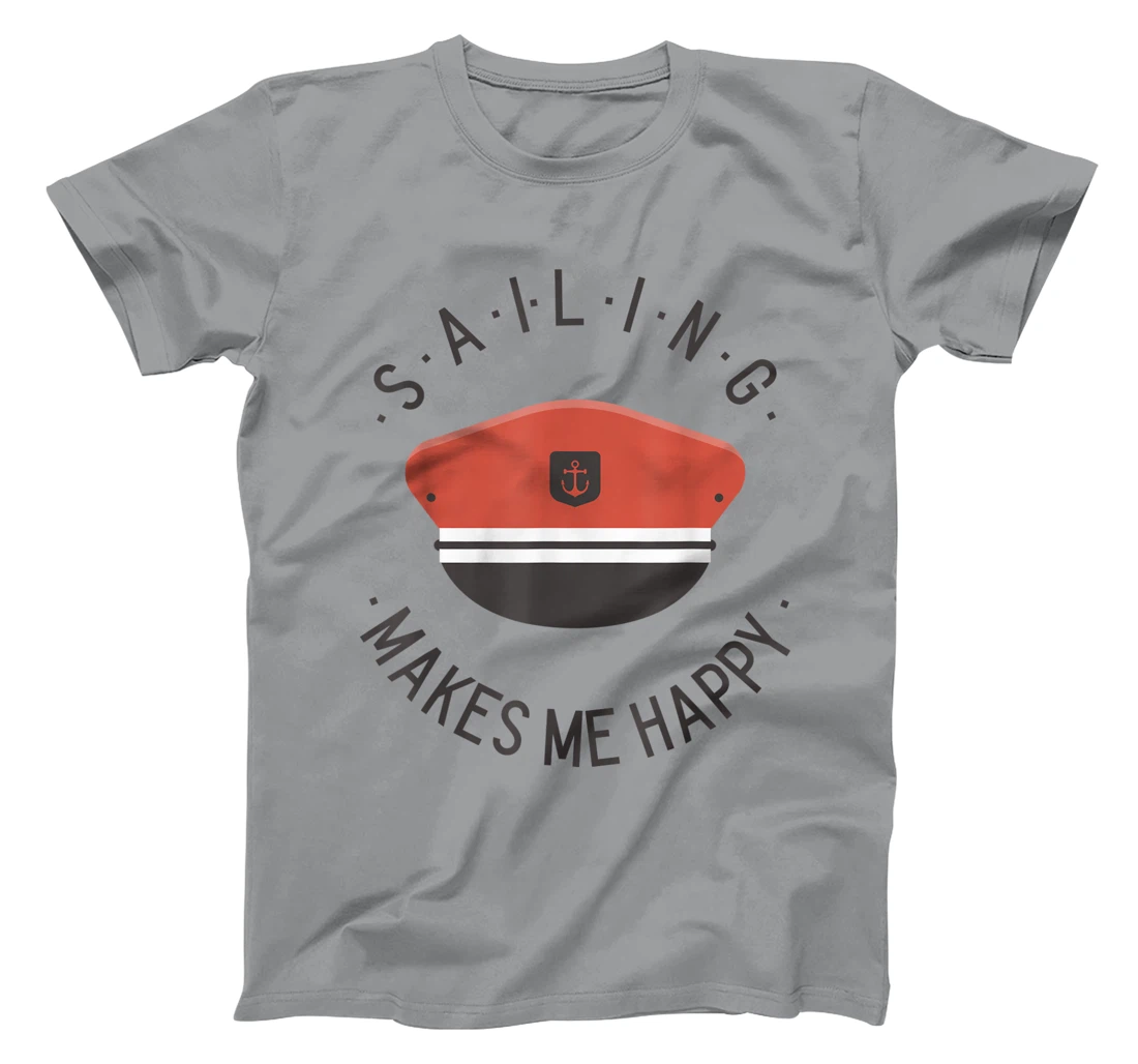 Sailing Makes Me Happy Red Captain Sailor Hat T-Shirt, Kid T-Shirt and Women T-Shirt