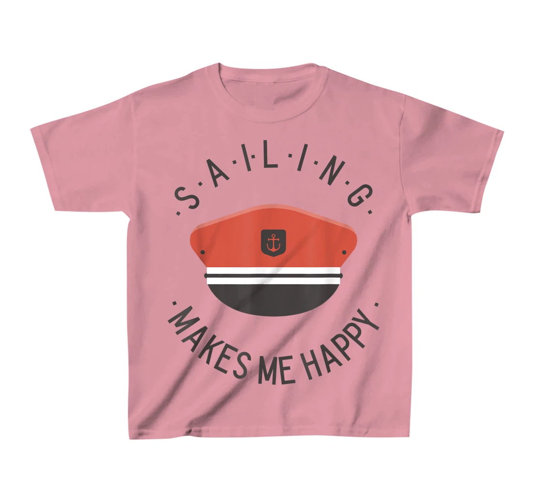 Sailing Makes Me Happy Red Captain Sailor Hat T-Shirt, Kid T-Shirt and Women T-Shirt