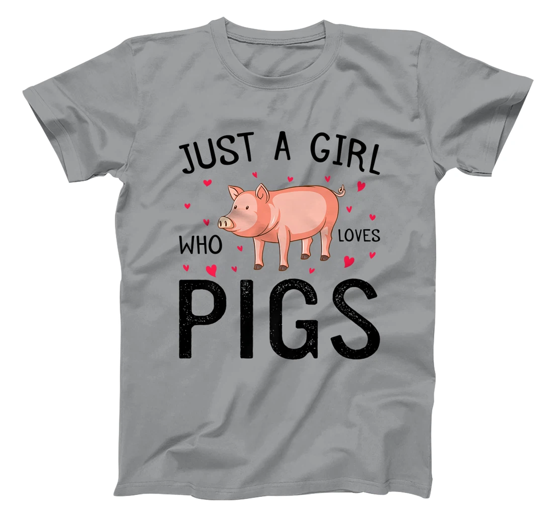 Womens Pig With Hearts Graphic Just a Girl Who Loves Pigs T-Shirt, Kid T-Shirt and Women T-Shirt