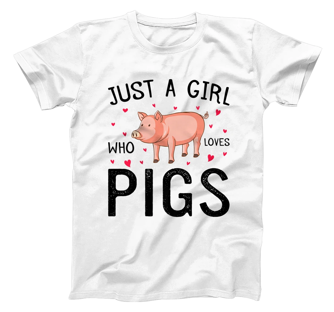 Womens Pig With Hearts Graphic Just a Girl Who Loves Pigs T-Shirt, Kid T-Shirt and Women T-Shirt