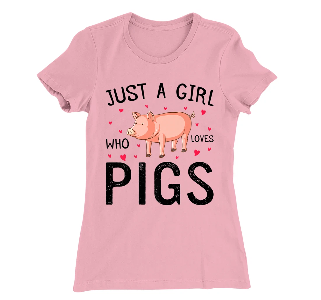 Womens Pig With Hearts Graphic Just a Girl Who Loves Pigs T-Shirt, Kid T-Shirt and Women T-Shirt