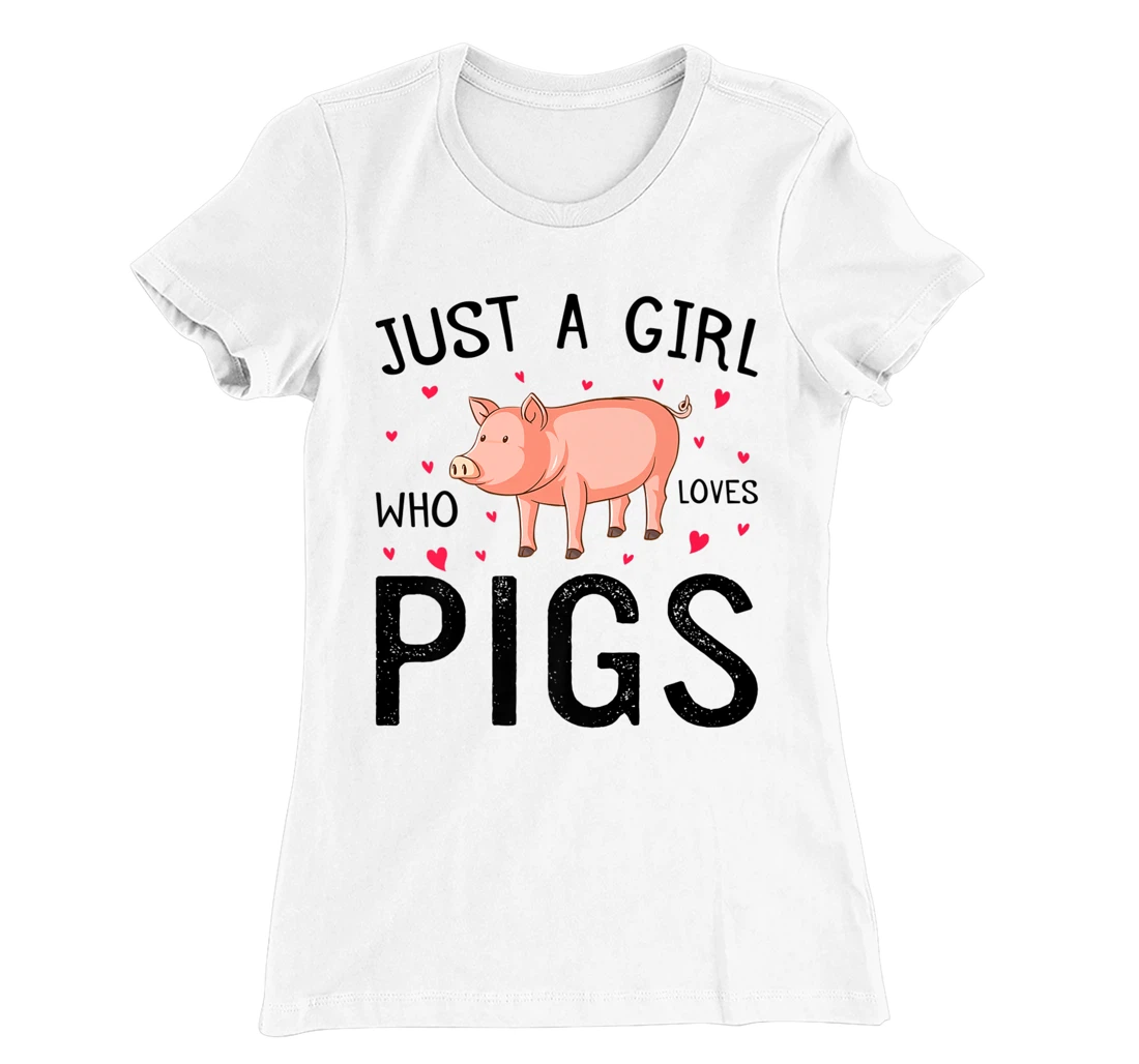 Womens Pig With Hearts Graphic Just a Girl Who Loves Pigs T-Shirt, Kid T-Shirt and Women T-Shirt