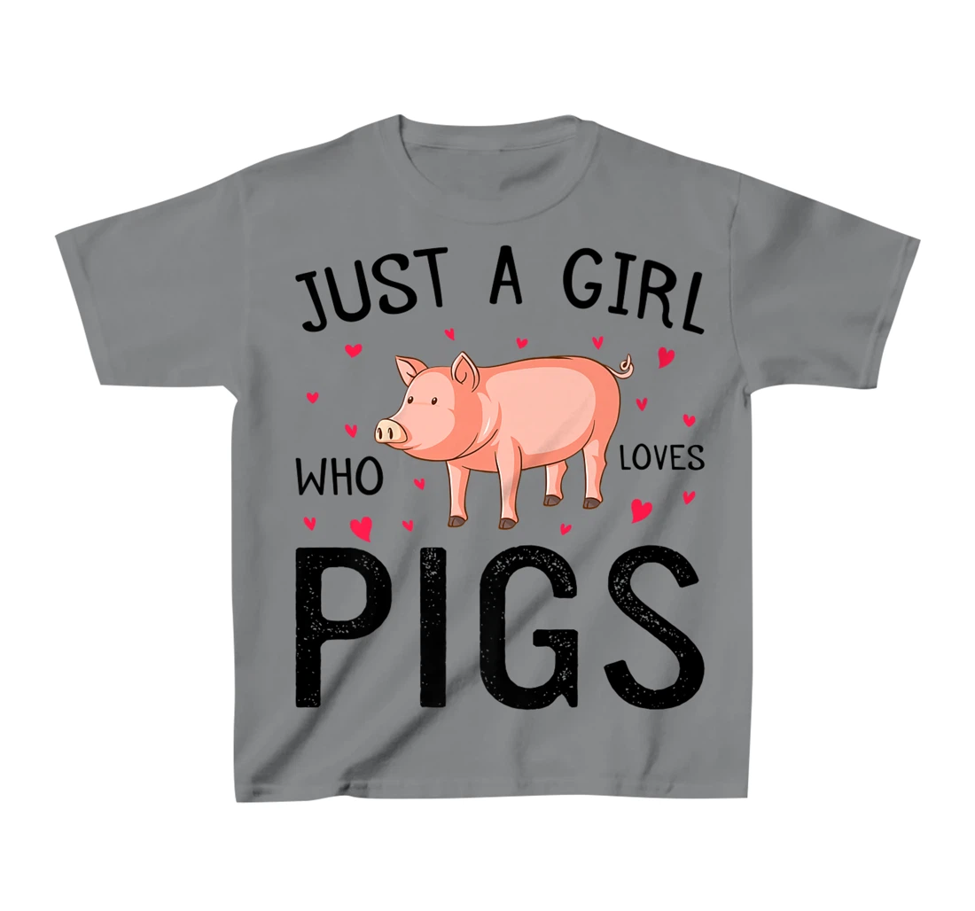 Womens Pig With Hearts Graphic Just a Girl Who Loves Pigs T-Shirt, Kid T-Shirt and Women T-Shirt