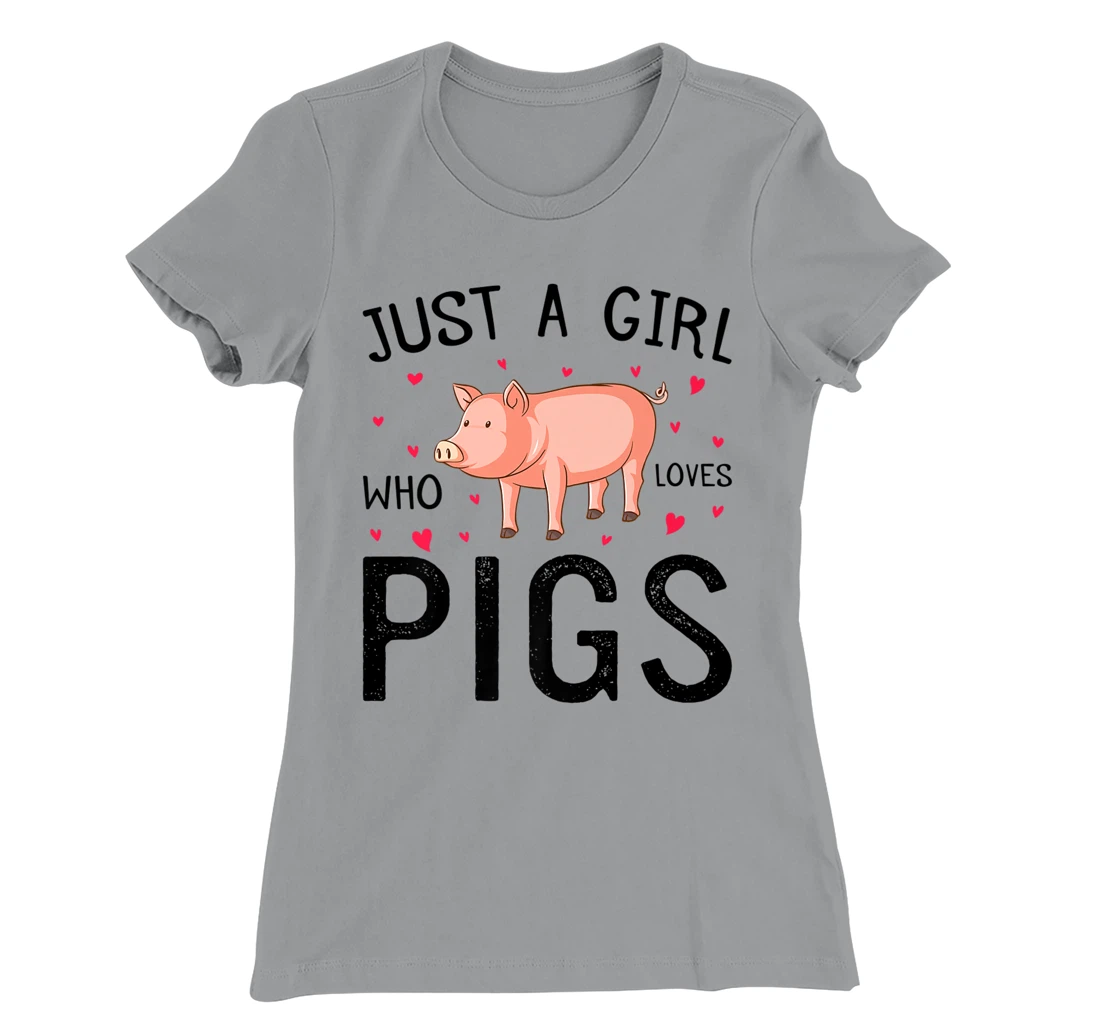 Womens Pig With Hearts Graphic Just a Girl Who Loves Pigs T-Shirt, Kid T-Shirt and Women T-Shirt