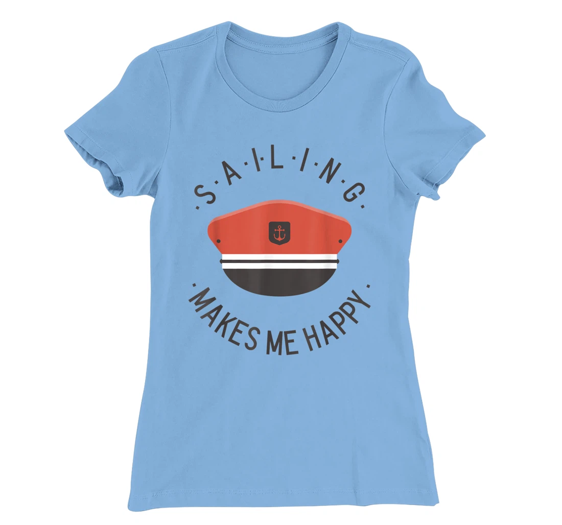 Sailing Makes Me Happy Red Captain Sailor Hat T-Shirt, Kid T-Shirt and Women T-Shirt