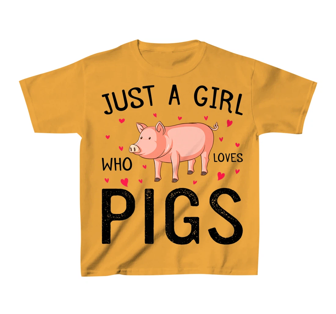Womens Pig With Hearts Graphic Just a Girl Who Loves Pigs T-Shirt, Kid T-Shirt and Women T-Shirt