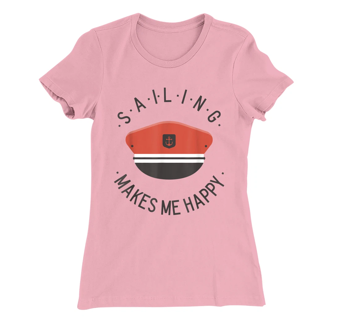 Sailing Makes Me Happy Red Captain Sailor Hat T-Shirt, Kid T-Shirt and Women T-Shirt