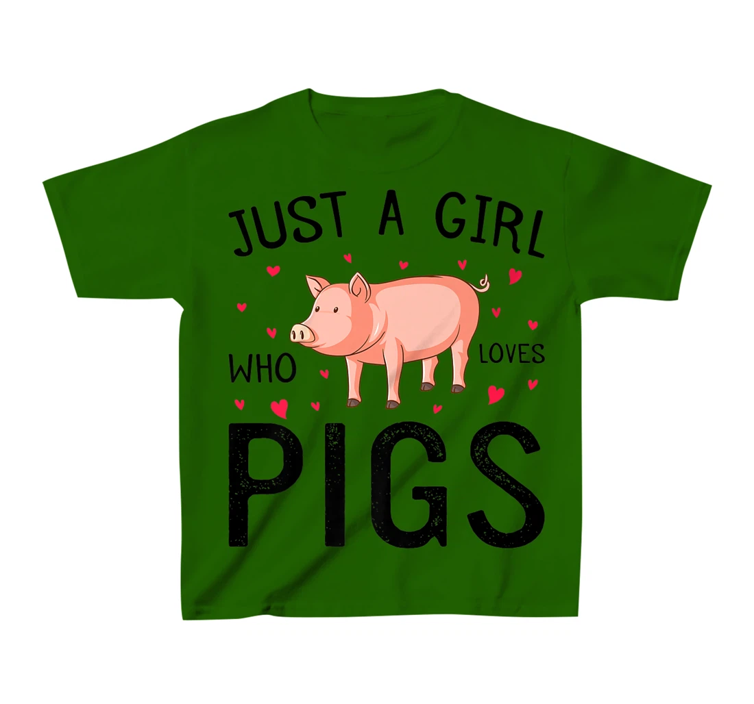 Womens Pig With Hearts Graphic Just a Girl Who Loves Pigs T-Shirt, Kid T-Shirt and Women T-Shirt