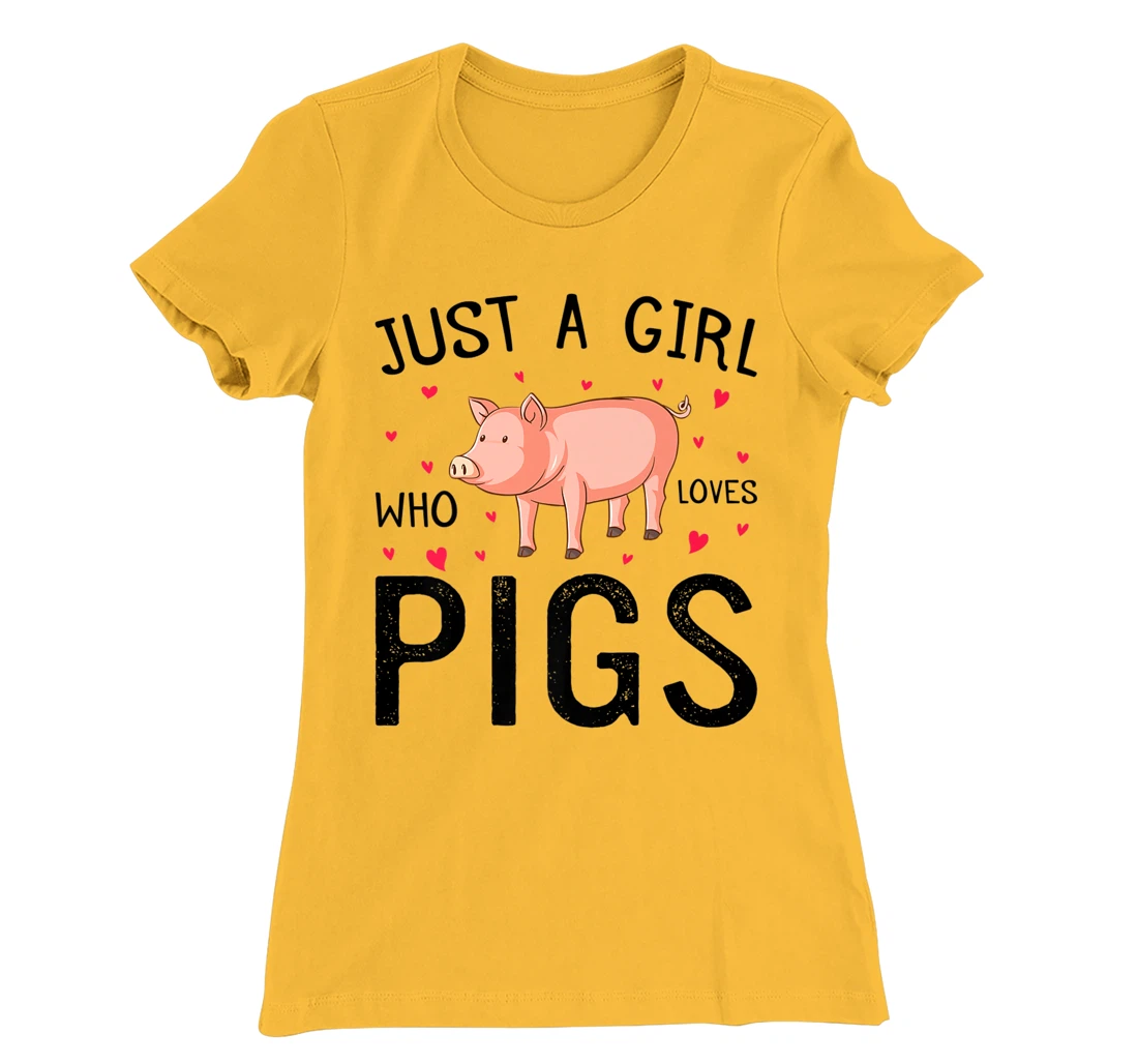 Womens Pig With Hearts Graphic Just a Girl Who Loves Pigs T-Shirt, Kid T-Shirt and Women T-Shirt