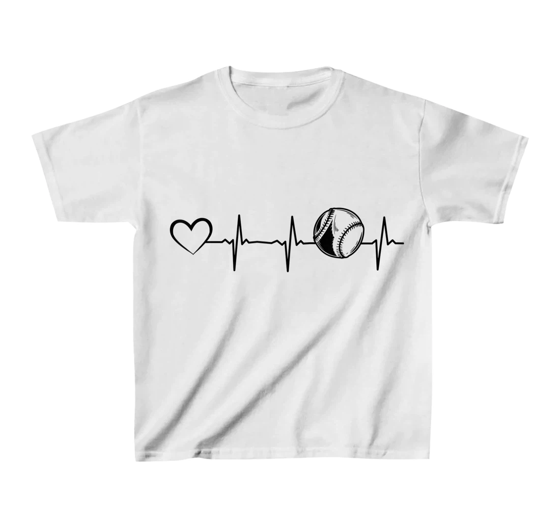 Softball Heartbeat Heart EKG Heartline Softball Player T-Shirt, Kid T-Shirt and Women T-Shirt