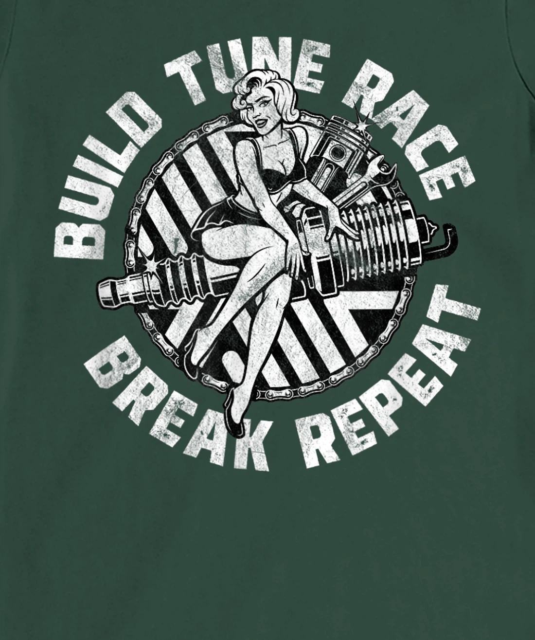 Distressed Build Tune Race Break Repeat - Racing T-Shirt, Women T-Shirt