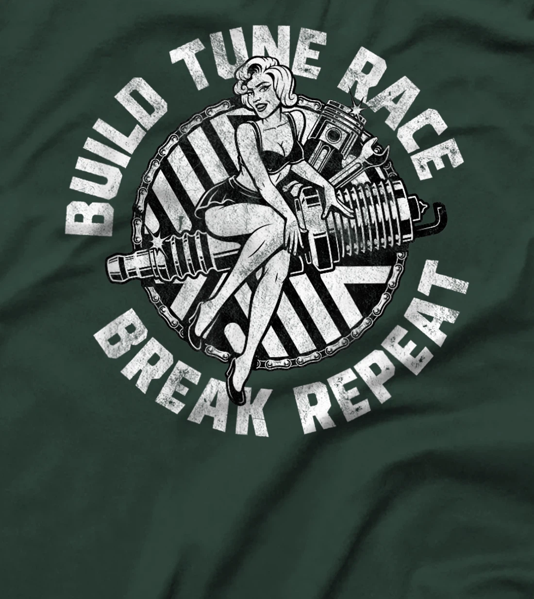 Distressed Build Tune Race Break Repeat - Racing T-Shirt, Women T-Shirt