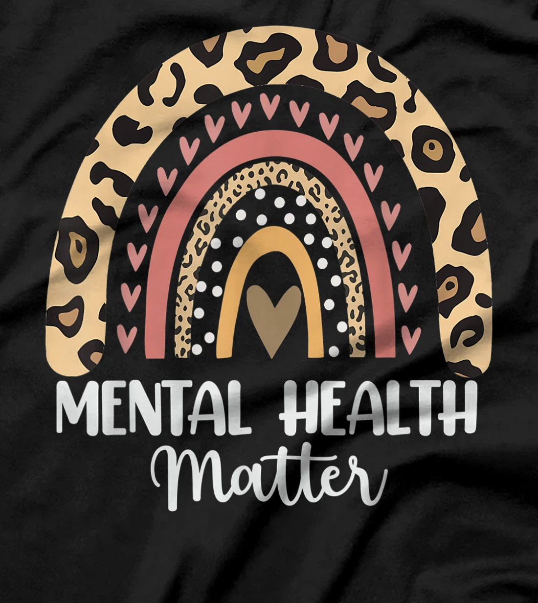 Mental Health Matters Leopard Print Boho Rainbow Awareness T-Shirt, Kid T-Shirt and Women T-Shirt