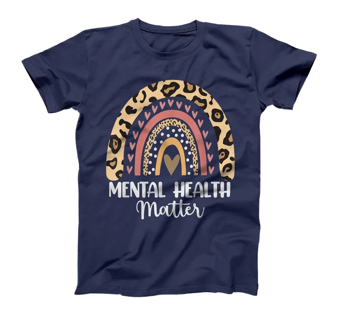 Mental Health Matters Leopard Print Boho Rainbow Awareness T-Shirt, Kid T-Shirt and Women T-Shirt