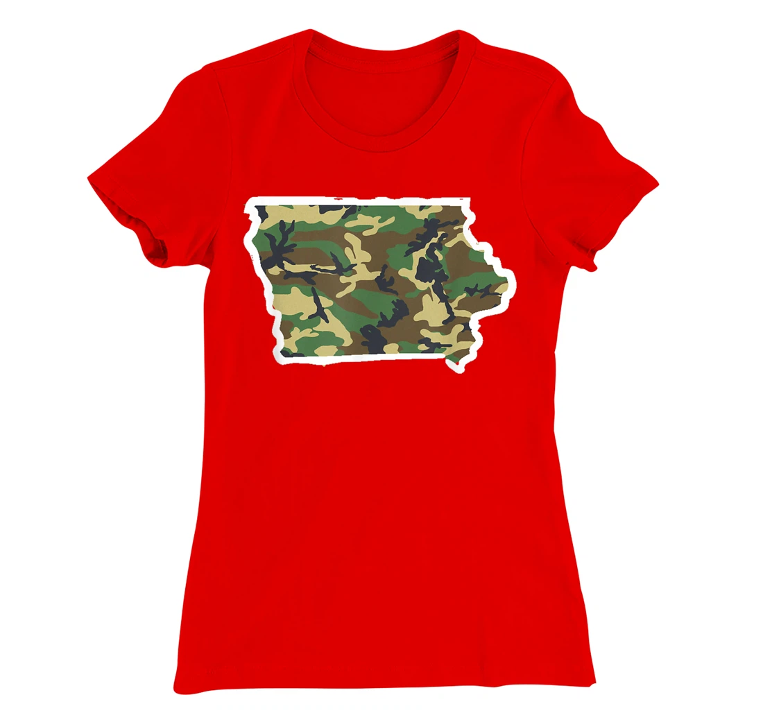 Iowa Camo Map Shirt, Hunting Gear, Camo Home Apparel T-Shirt, Women T-Shirt