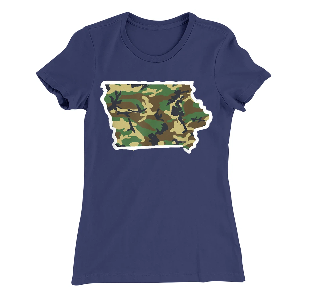Iowa Camo Map Shirt, Hunting Gear, Camo Home Apparel T-Shirt, Women T-Shirt