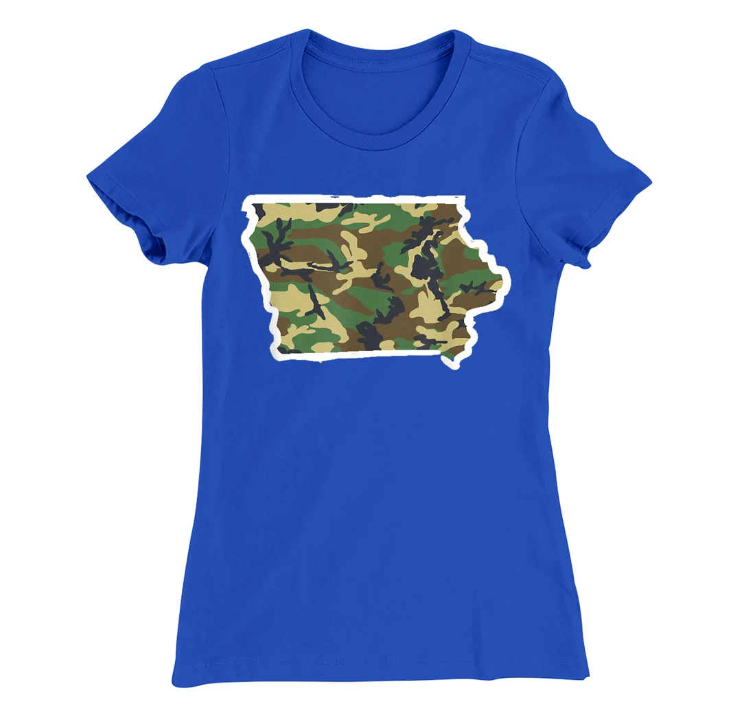 Iowa Camo Map Shirt, Hunting Gear, Camo Home Apparel T-Shirt, Women T-Shirt