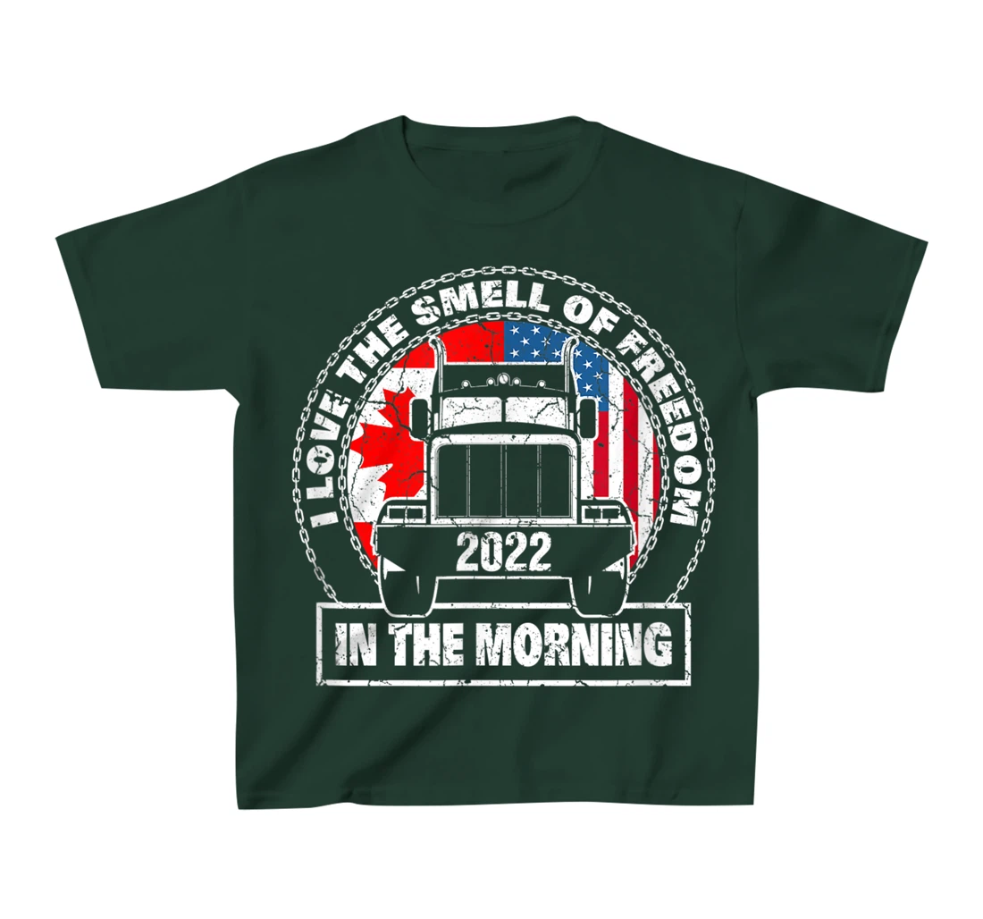I Love The Smell Of Freedom in The Morning Trucker Convoy T-Shirt, Kid T-Shirt and Women T-Shirt