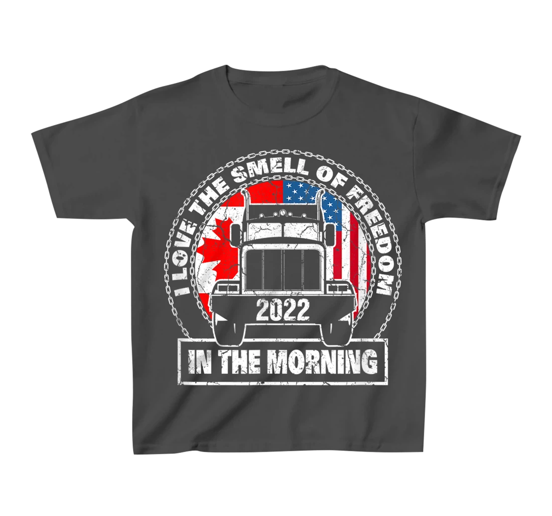 I Love The Smell Of Freedom in The Morning Trucker Convoy T-Shirt, Kid T-Shirt and Women T-Shirt