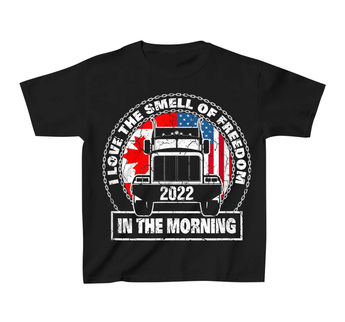 I Love The Smell Of Freedom in The Morning Trucker Convoy T-Shirt, Kid T-Shirt and Women T-Shirt
